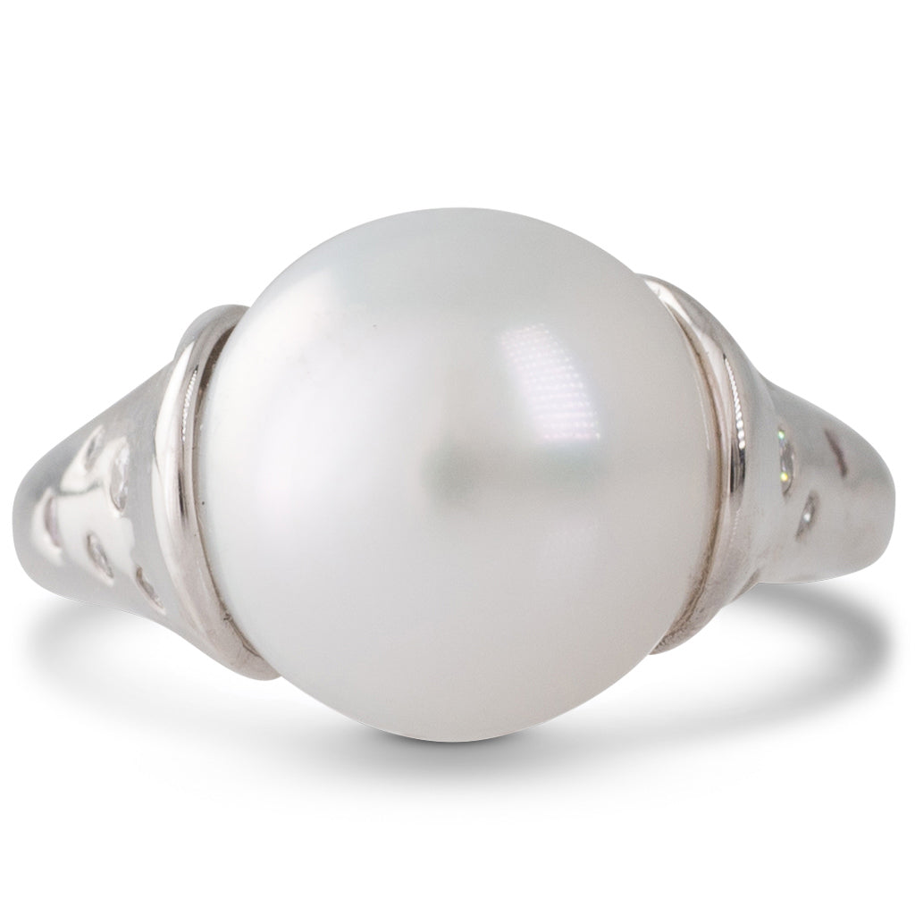 Pink & White Diamond Pearl Ring