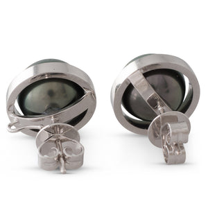 Heavy Bezel Set Tahitian Studs