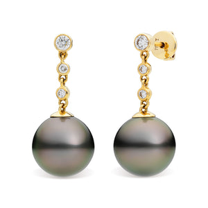 Tahitian Pearl & Diamond Earrings