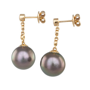 Tahitian Pearl & Diamond Earrings