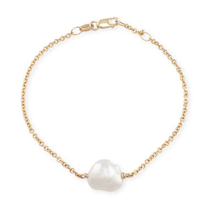 Single Keshi Pearl Chain Bracelet