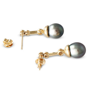 Tahitian Pearl & Diamond Earrings