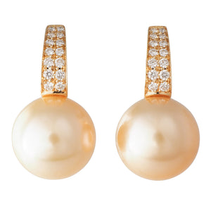 Gold South Sea & Diamond Earrings