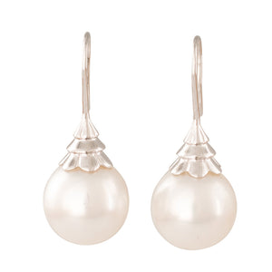 White Pearl Tiered Hook Earrings
