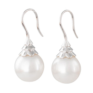 White Pearl Tiered Hook Earrings