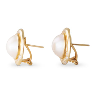 Pair Mabe Pearl & Diamond Earrings