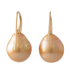 16-17mm Gold Pearl Hook Earrings
