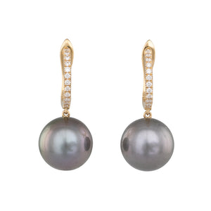 Tahitian Pearl & Diamond Earrings