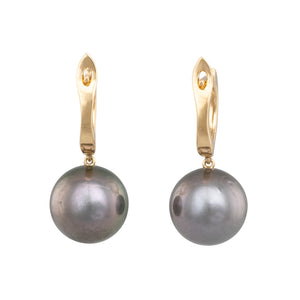 Tahitian Pearl & Diamond Earrings