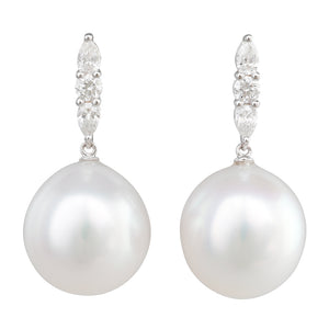 South Sea Pearl & Diamond Earrings