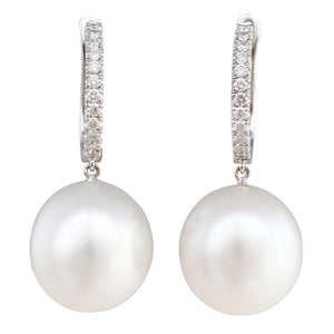 South Sea Pearl & Diamond Huggies