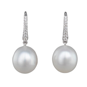 South Sea Pearl & Diamond Hooks