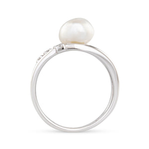 South Sea Keshi & Diamond Ring