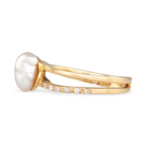 South Sea Keshi & Diamond Ring