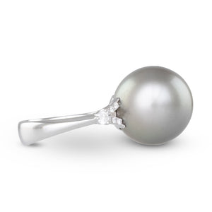 15mm Tahitian Pearl & Diamond Ring