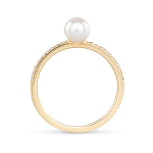 Japanese Akoya Pearl & Diamond Ring