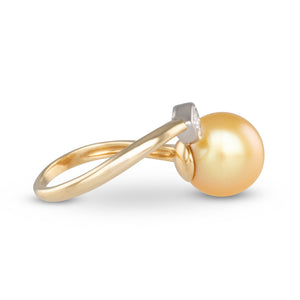 Gold South Sea & Heart Diamond Ring