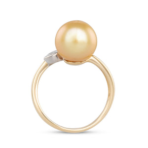 Gold South Sea & Heart Diamond Ring