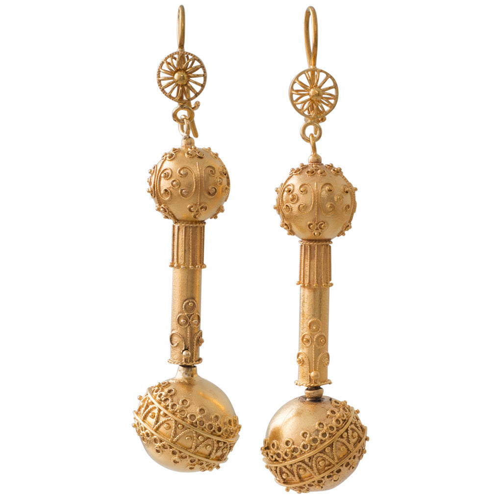 A Pair Victorian Ball Earrings