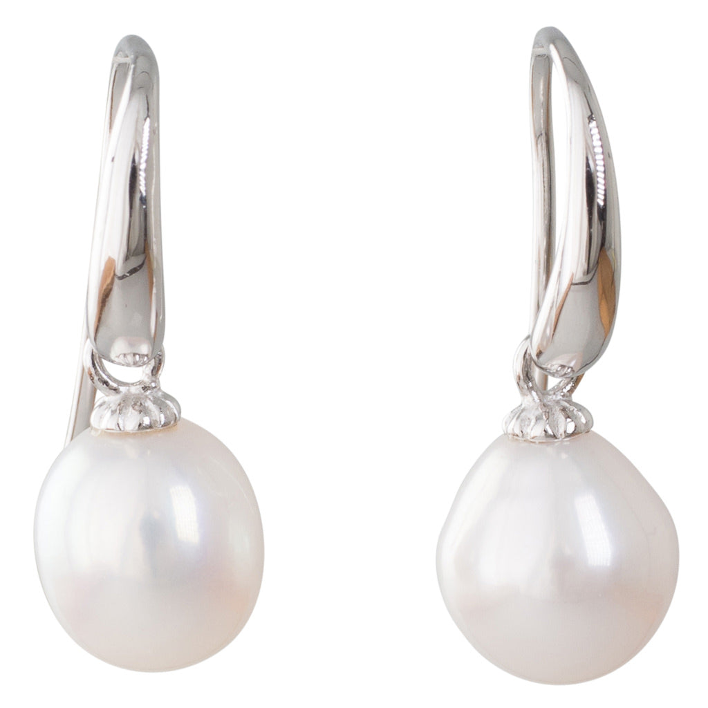 White Drop Freshwater Earrings