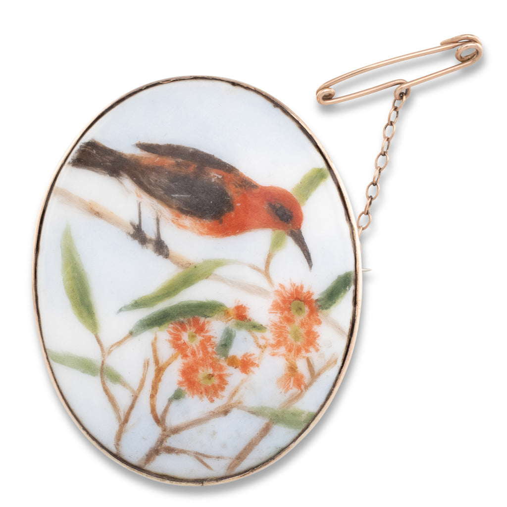 Hand Painted Porcelain Brooch