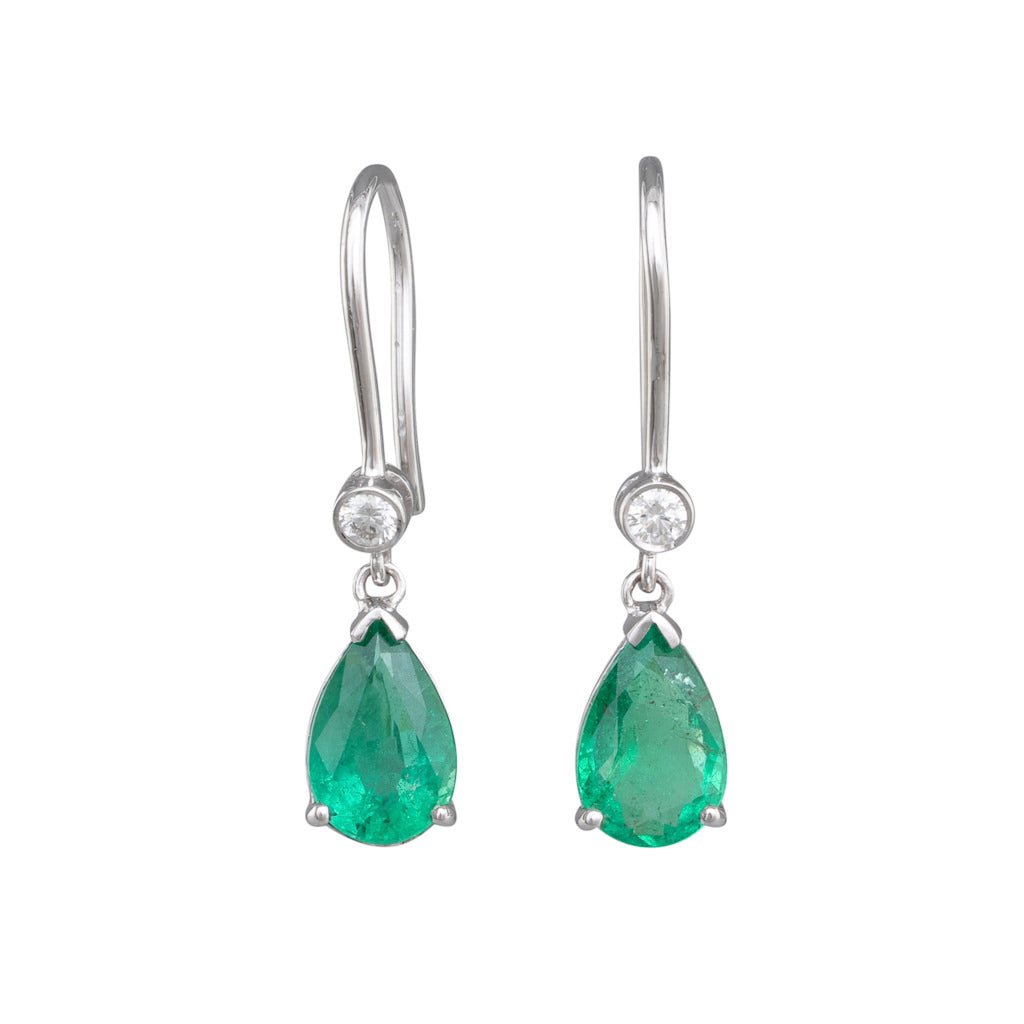 Emerald and Diamond Drop Earrings