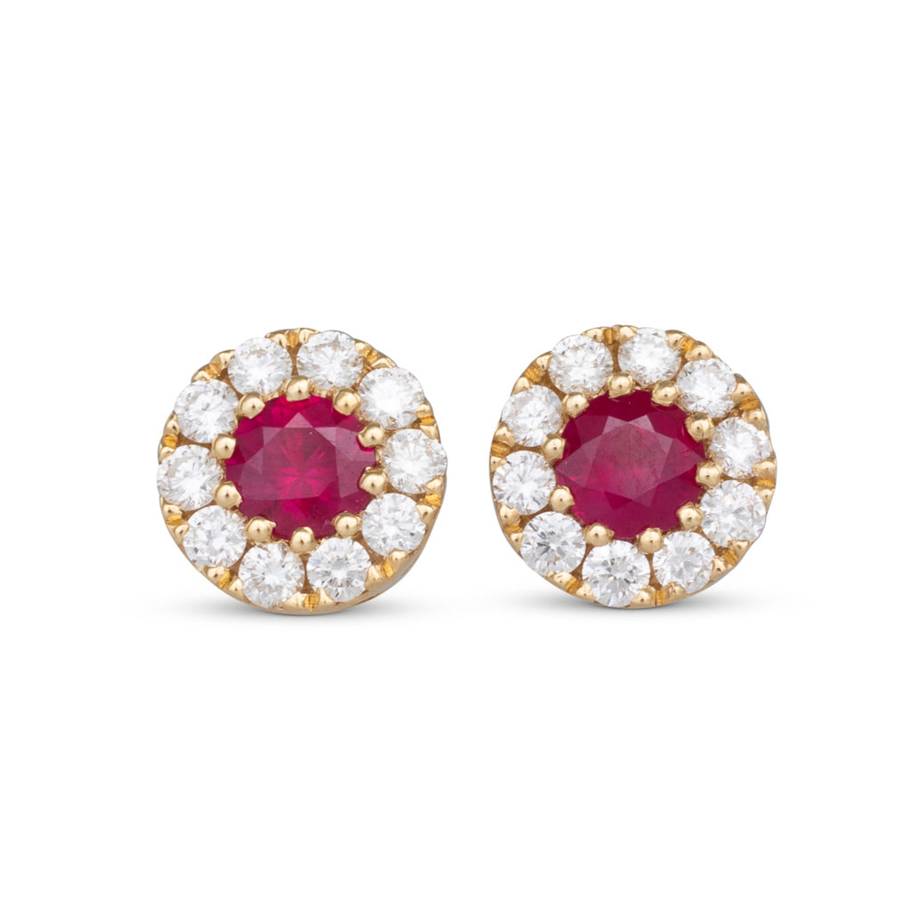 Ruby & Diamond Cluster Studs