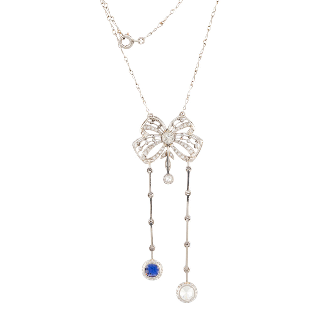 Art Deco Diamond Bow Necklace
