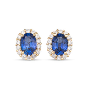 Sapphire & Diamond Cluster Studs