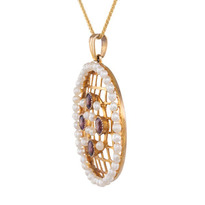 Amethyst & Seed Pearl Pendant