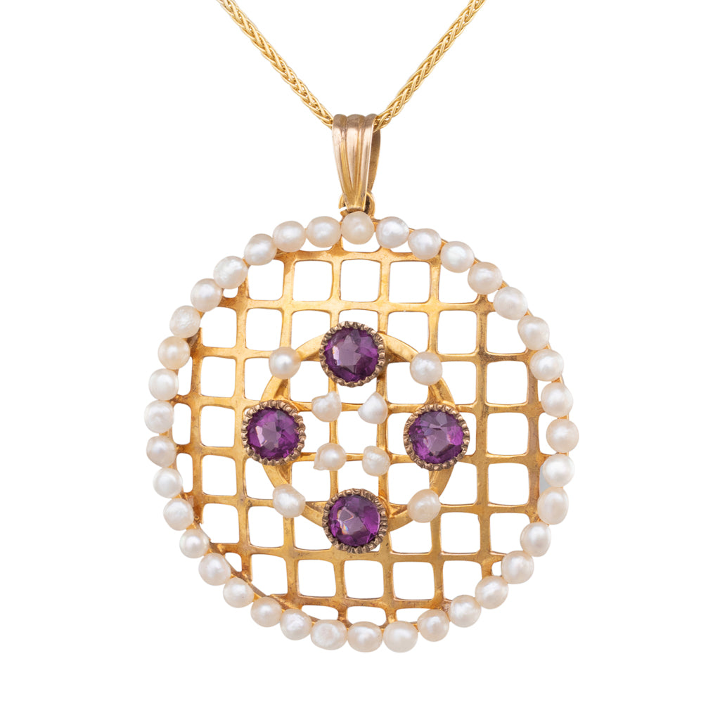Amethyst & Seed Pearl Pendant
