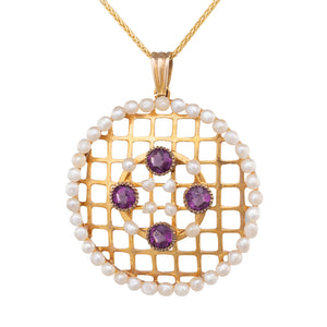 Amethyst & Seed Pearl Pendant