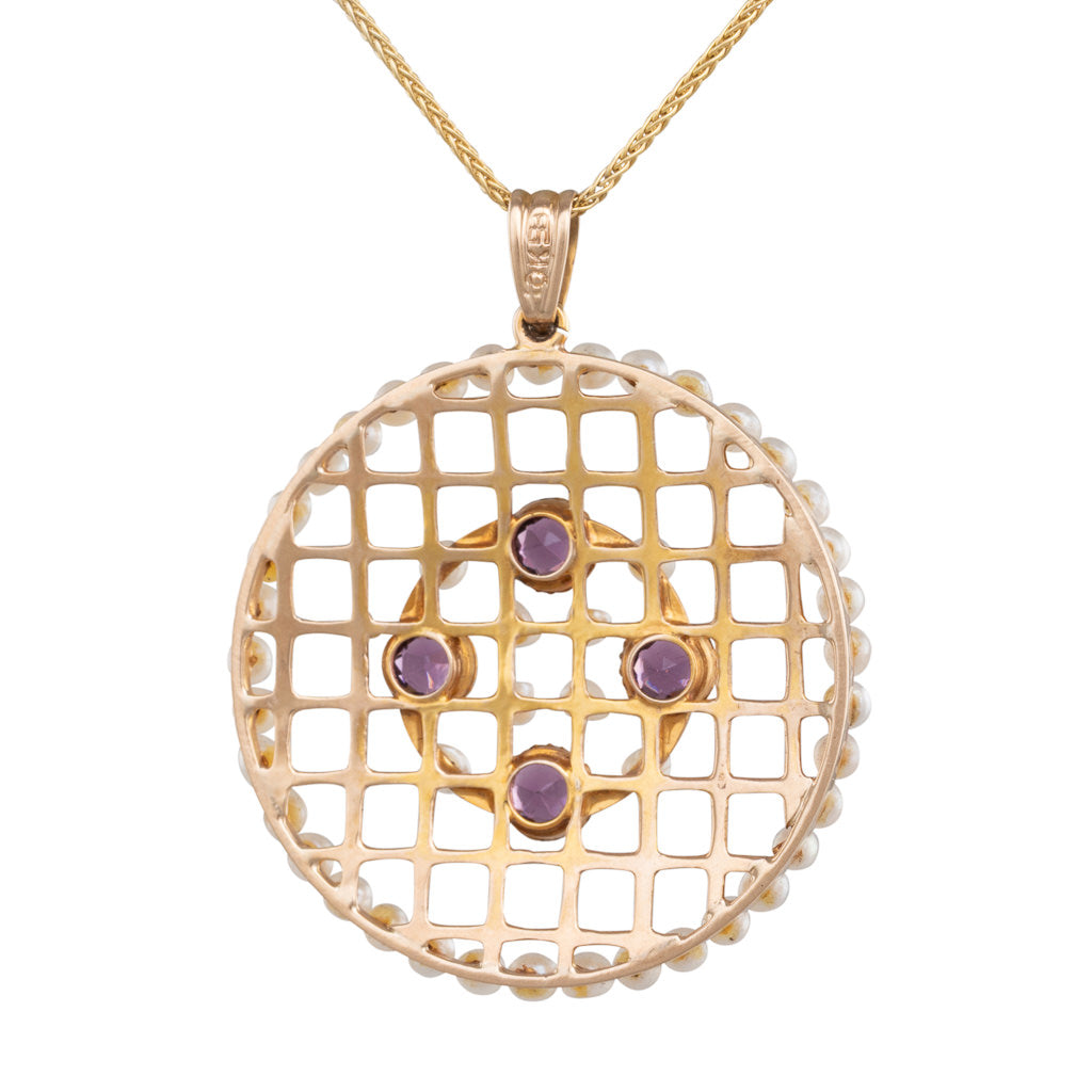 Amethyst & Seed Pearl Pendant
