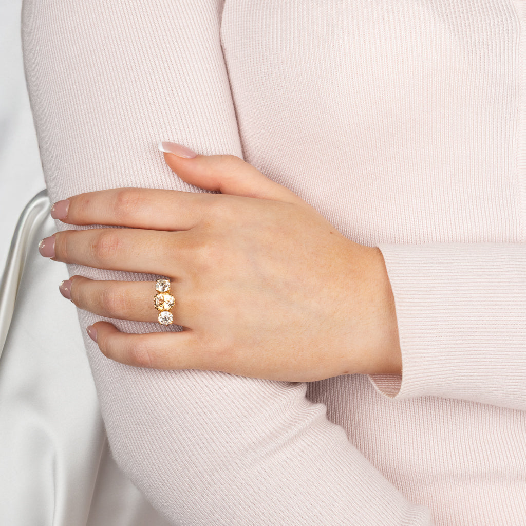 Apricot Sapphire & Diamond Ring