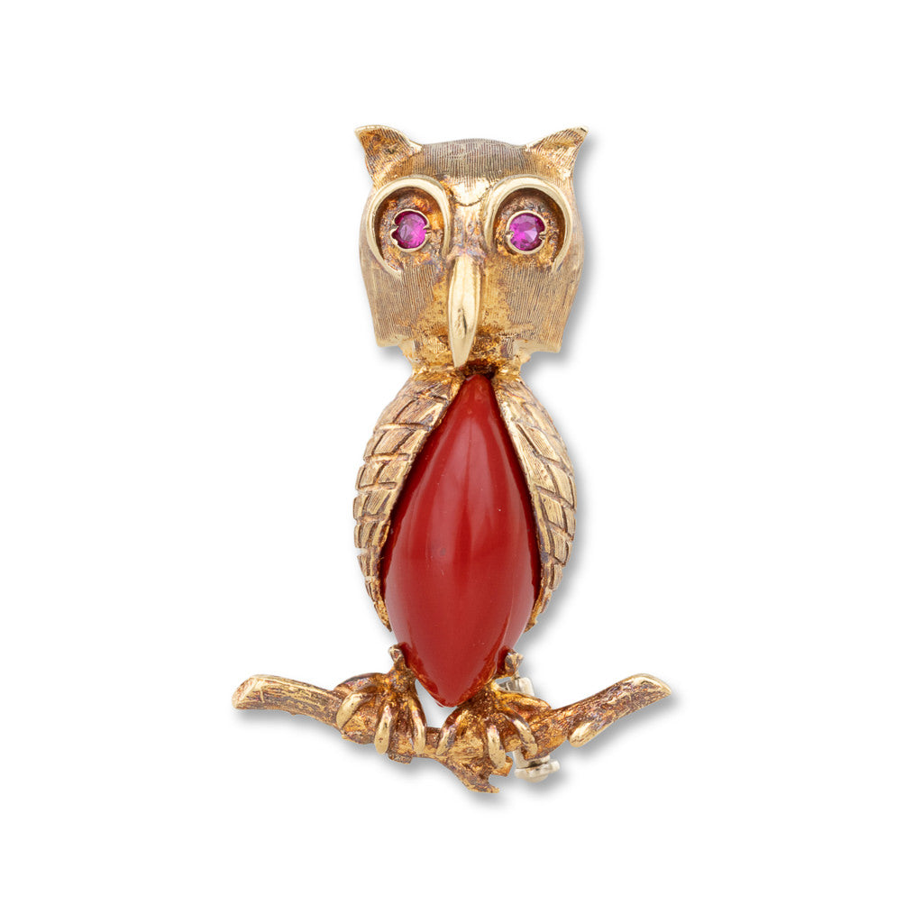 Owl Brooch in Gold