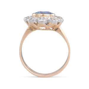 Sapphire and Diamond Cluster Ring