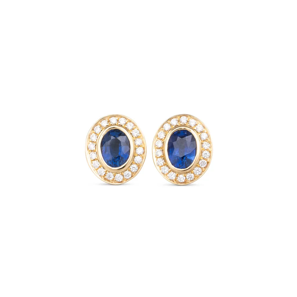 Oval Sapphire and Diamond Earrings