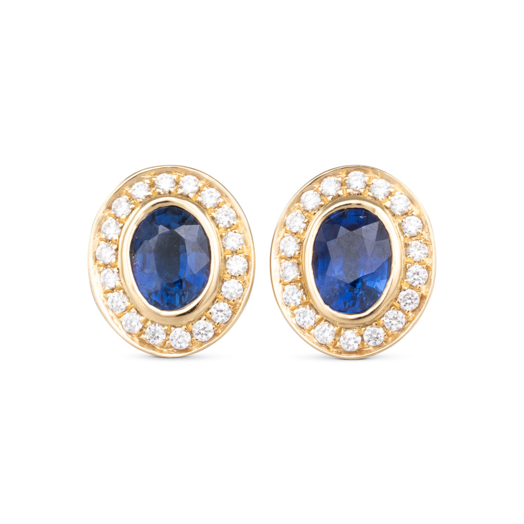 Oval Sapphire and Diamond Earrings
