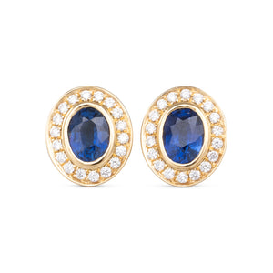 Oval Sapphire and Diamond Earrings