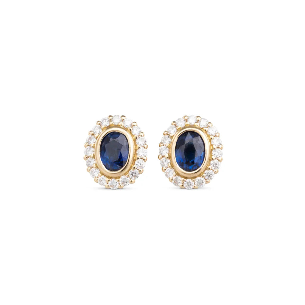 Oval Sapphire and Diamond Earrings