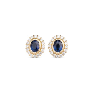 Oval Sapphire and Diamond Earrings