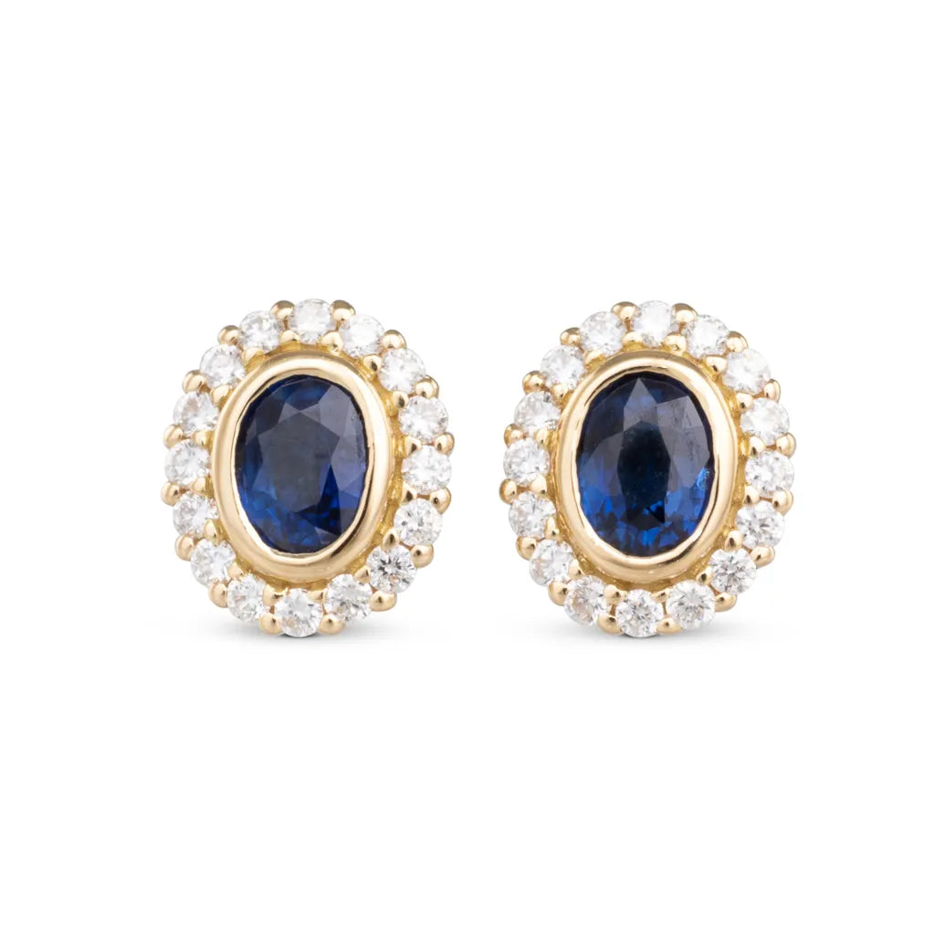 Oval Sapphire and Diamond Earrings