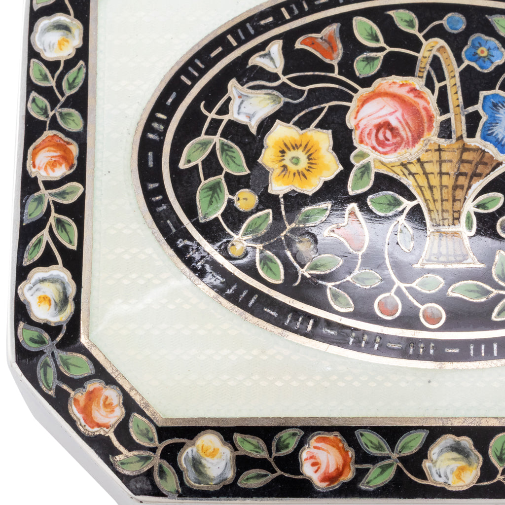 Trinket Box with Basket of Flowers