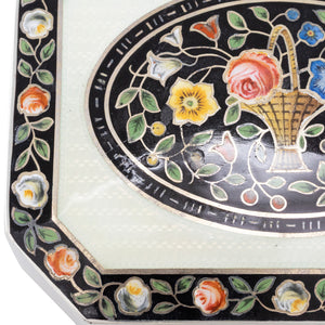 Trinket Box with Basket of Flowers