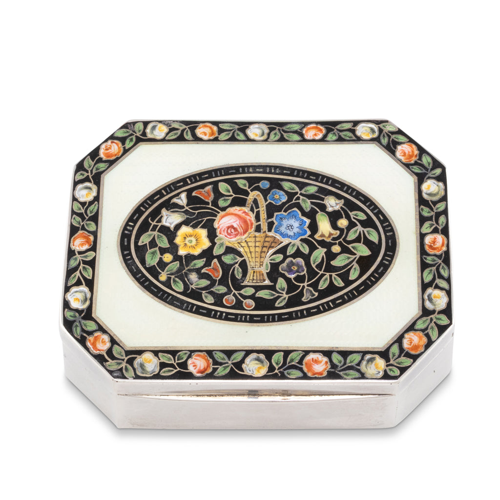Trinket Box with Basket of Flowers