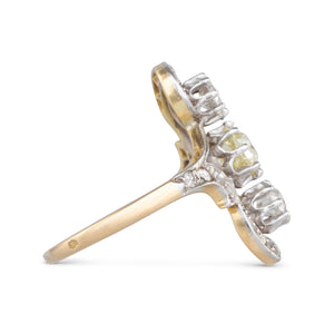 Three Stone Art Nouveau Ring
