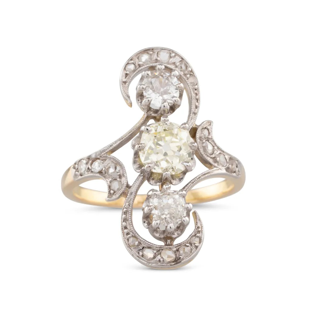 Three Stone Art Nouveau Ring