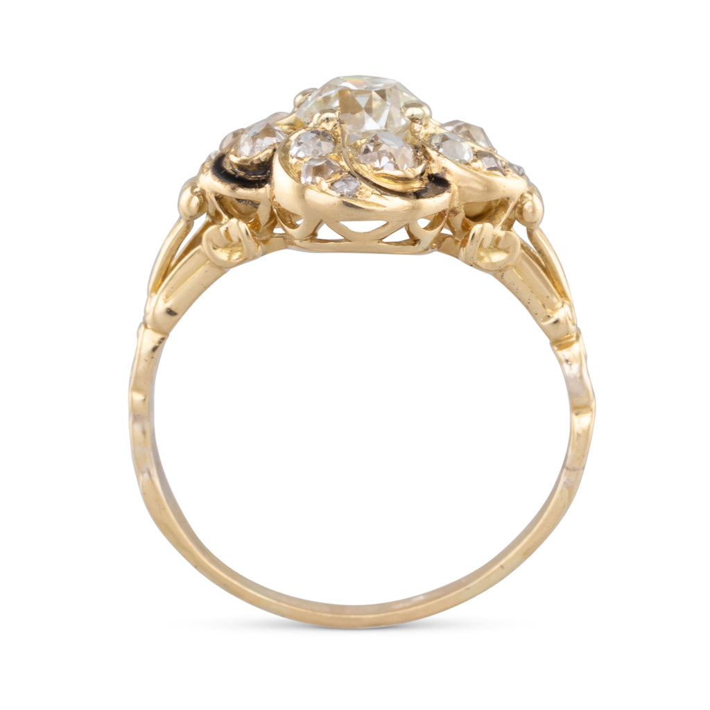 Antique Diamond Ring with Enamel