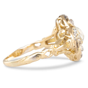 Antique Diamond Ring with Enamel
