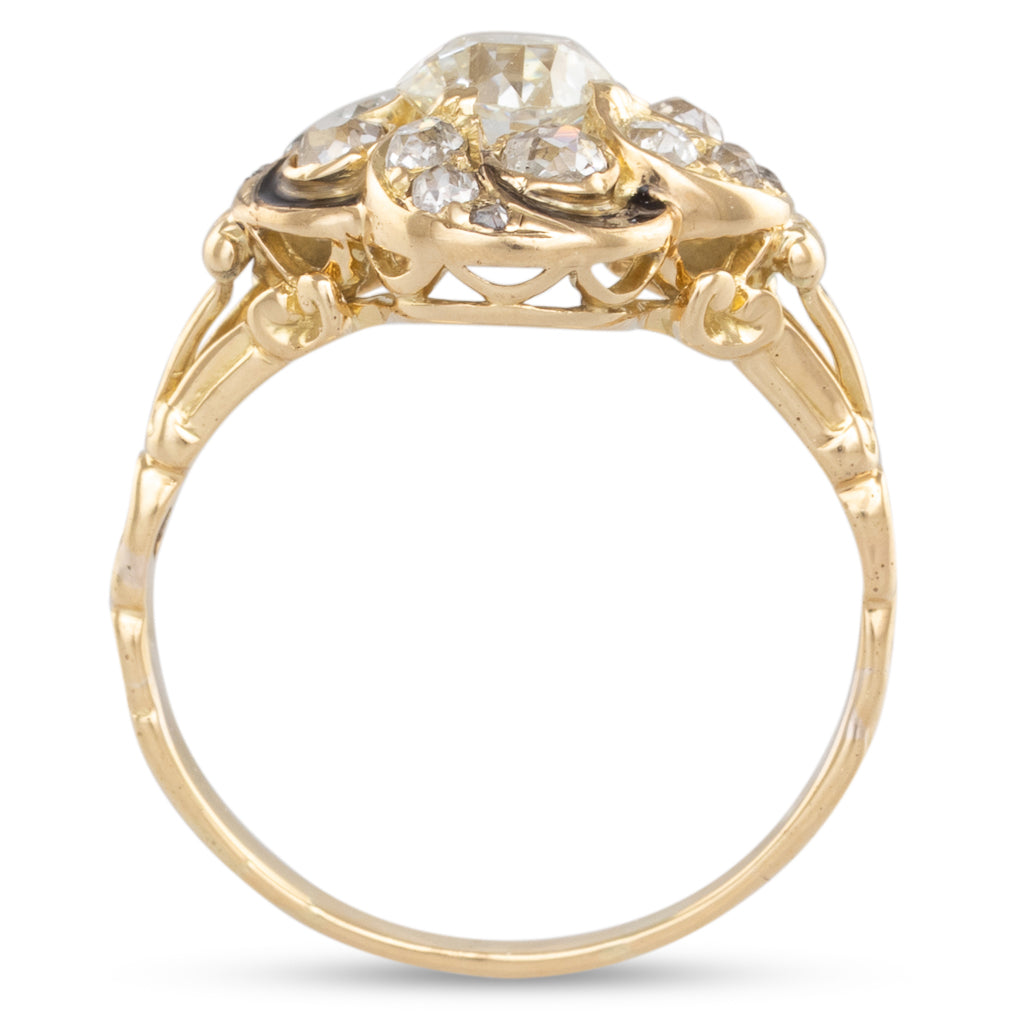 Antique Diamond Ring with Enamel